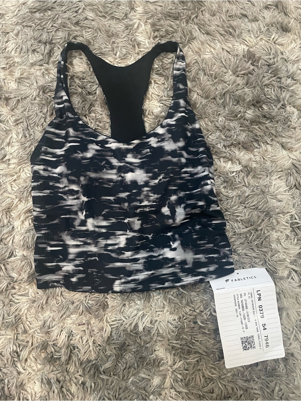Fabletics Anywhere Built-In Bra Crop Tank Tonal Flame Dye XS